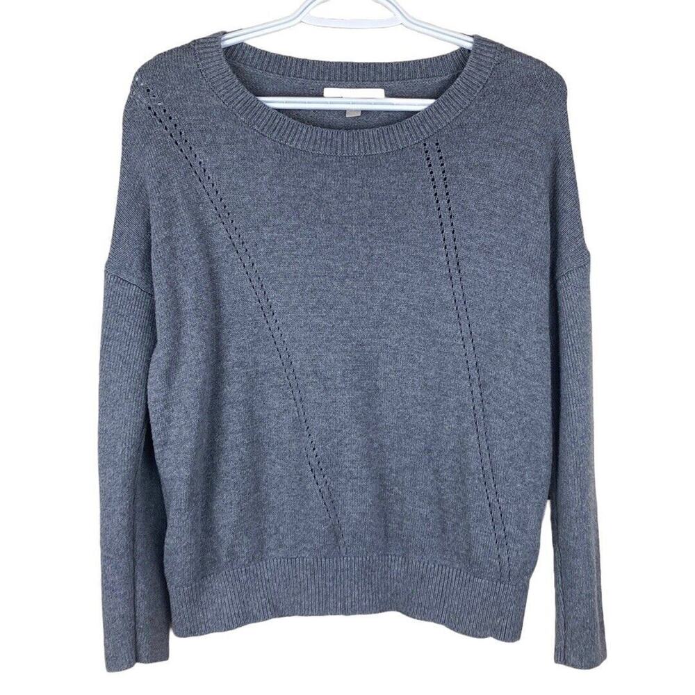 Banana Republic Womens Eyelet Ribbed Sweater Sz S Pullover Preppy Office Classic